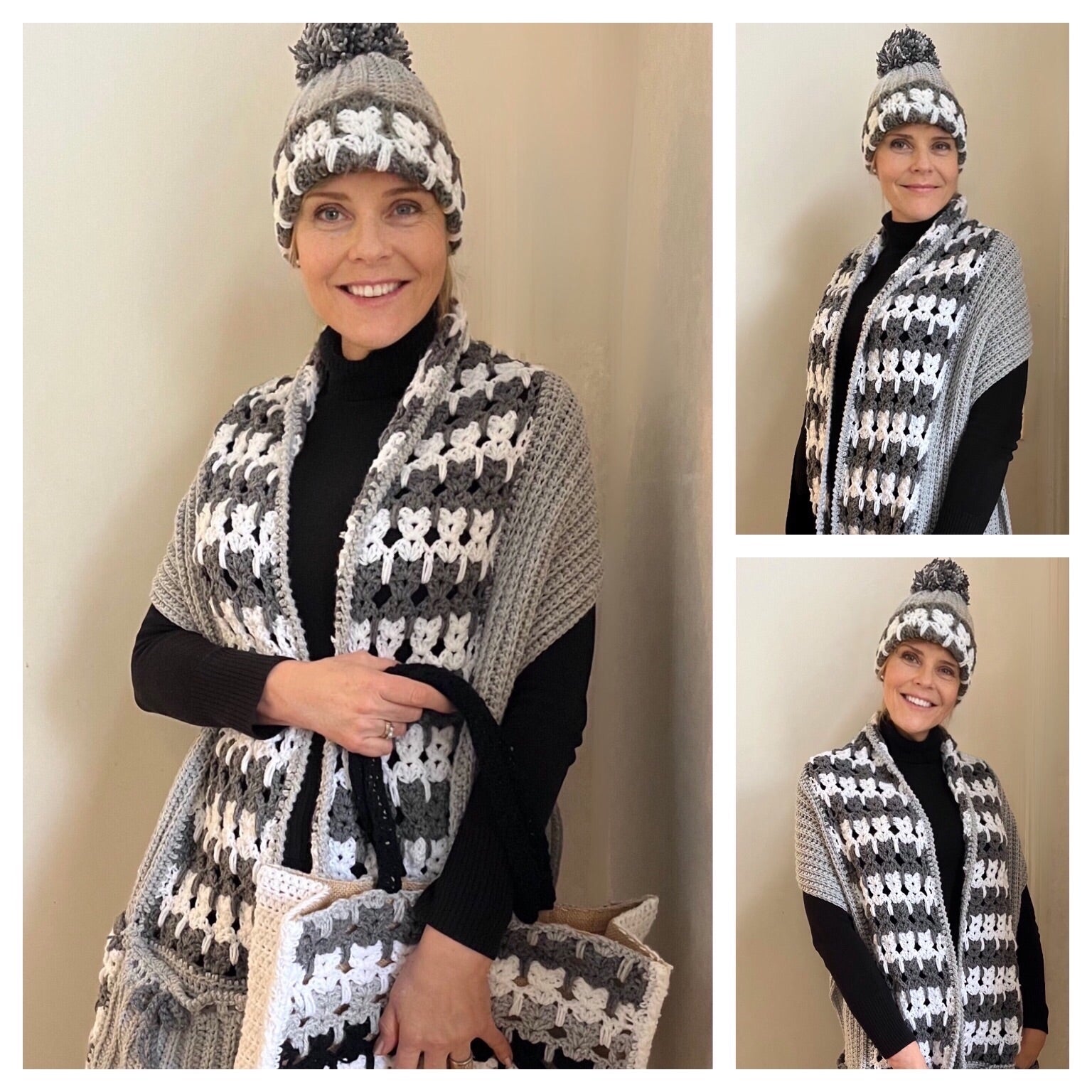 Kattenstreken!😺- Pocketshawl + Muts + Tas - set van 3 - Nederlands Haakpatroon- digital pdf