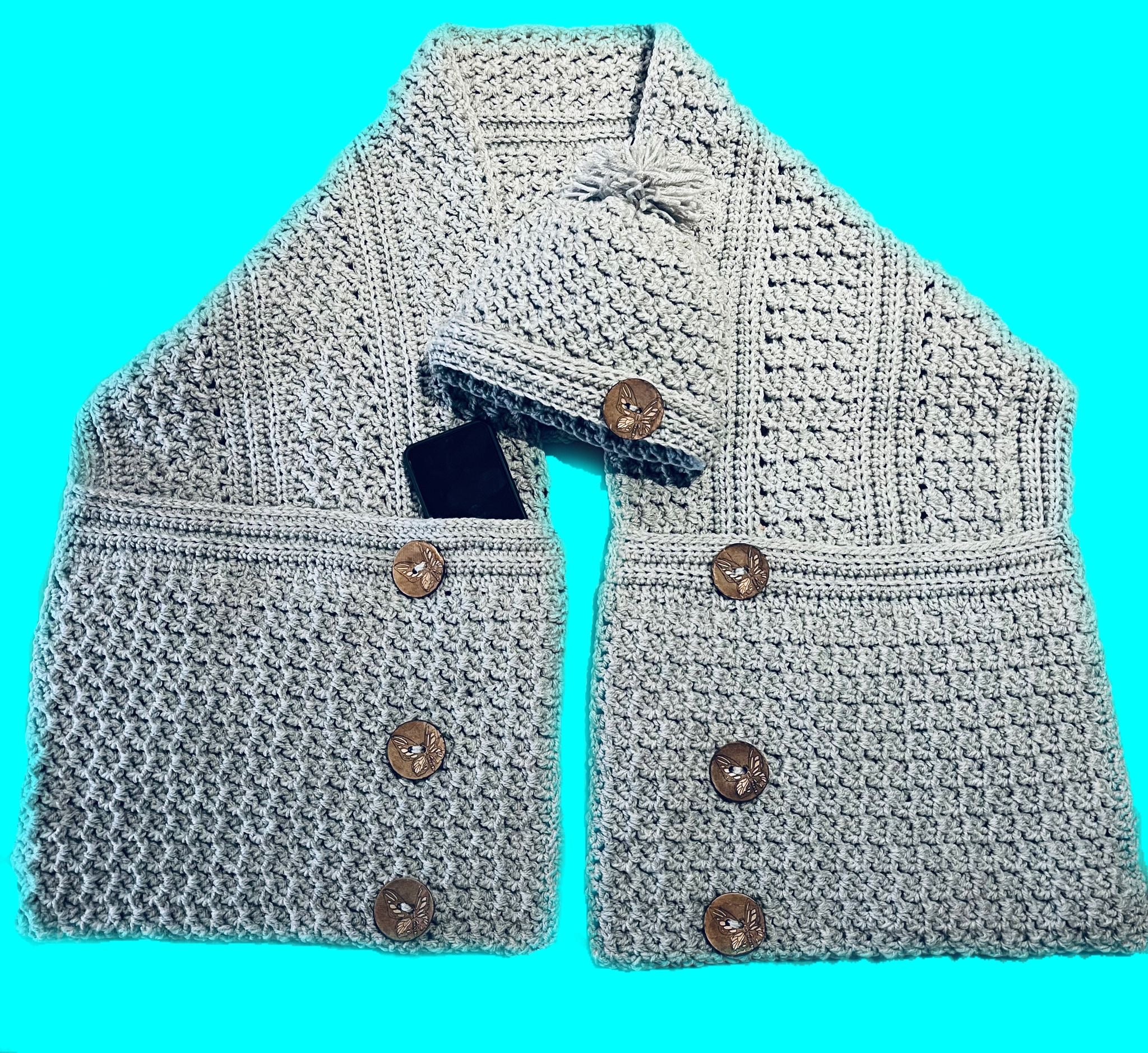 Snazzy Snuggle Shawl met Muts - Haakpatroon