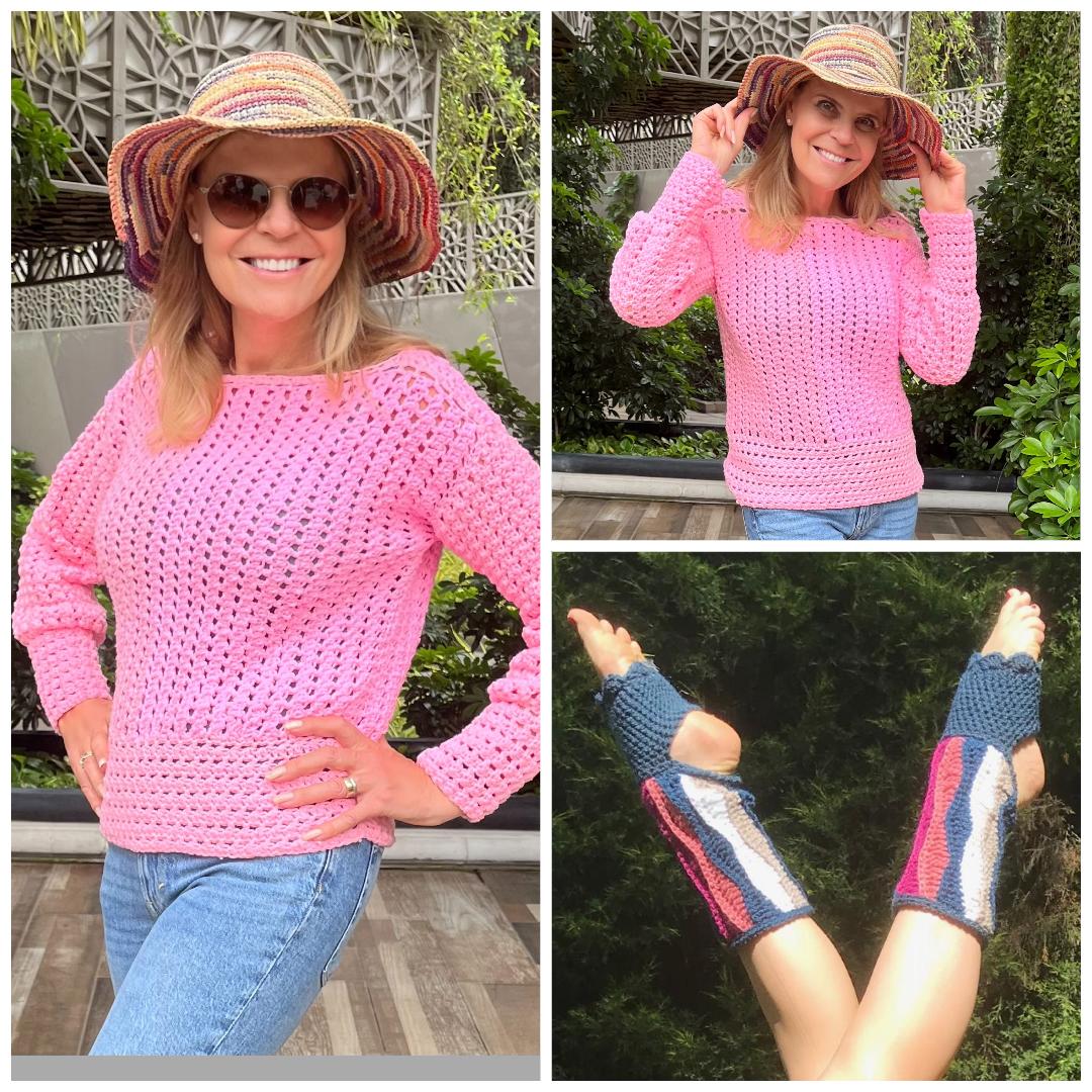 Tickled Pink Sweater - Haakpatroon - met bonus yogasokken - digital Pdf