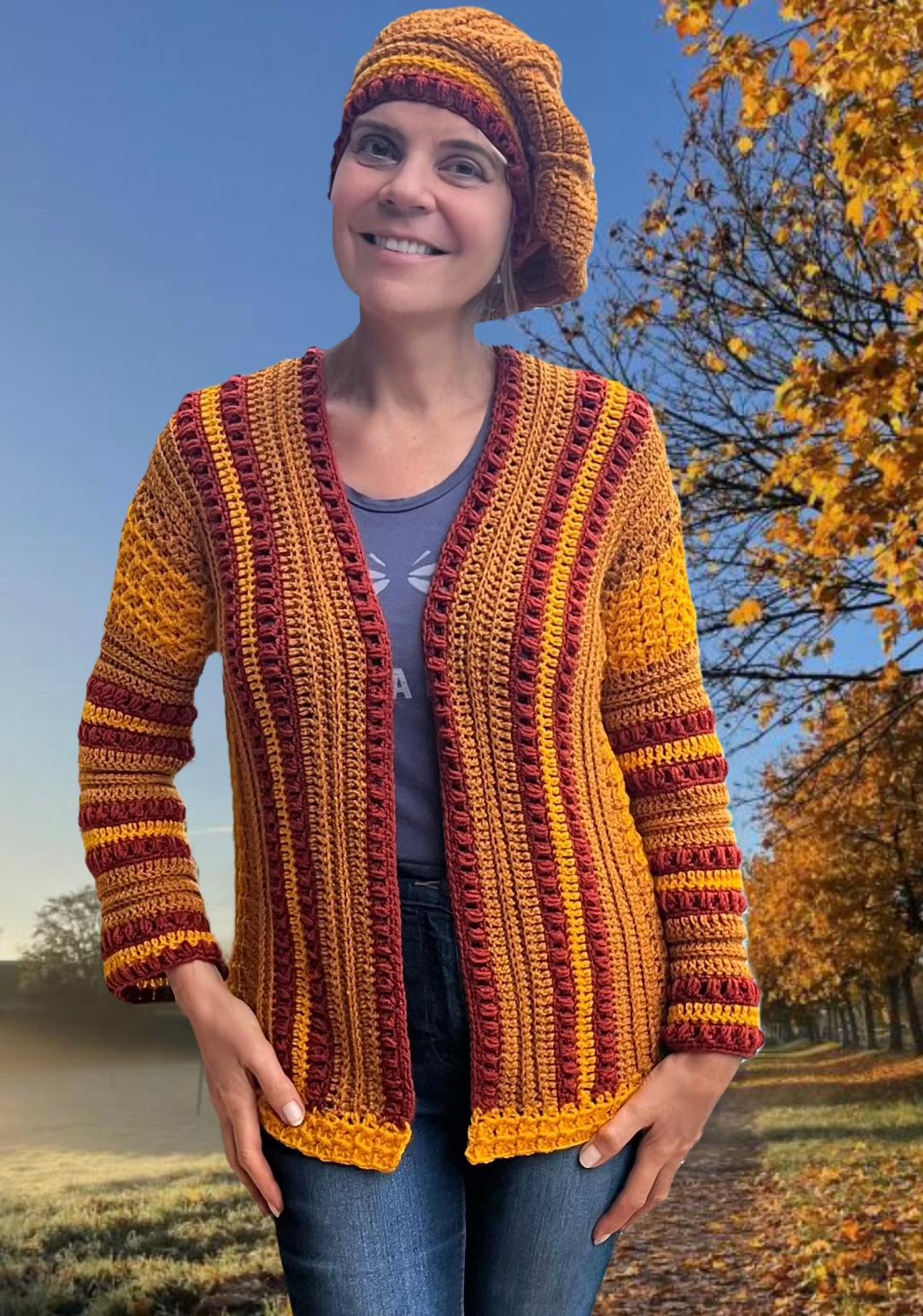 Harvest Moon Vest met Baret - Nederlands haakpatroon - digital pdf.