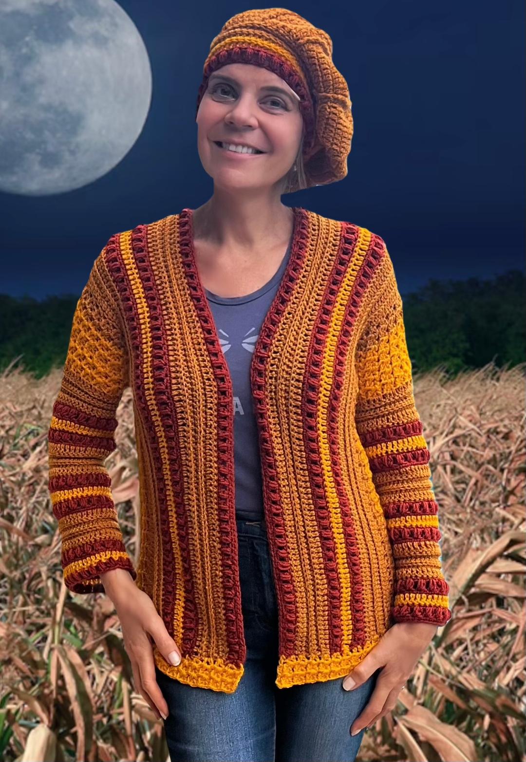 Harvest Moon Vest met Baret - Nederlands haakpatroon - digital pdf.
