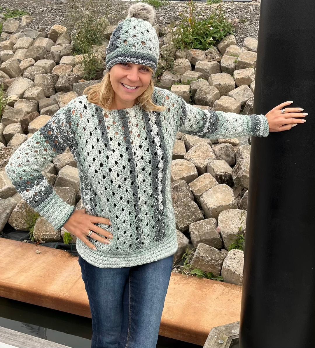 Sage Symphony Sweater (+ bijpassende muts) - Haakpatroon