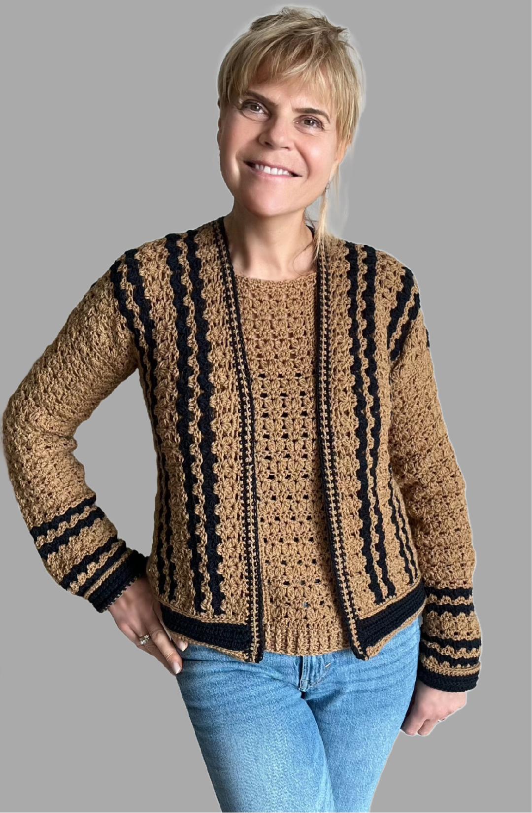 Café Noir Twin Set - Trui & Vest - Nederlands Haakpatroon - digital pdf