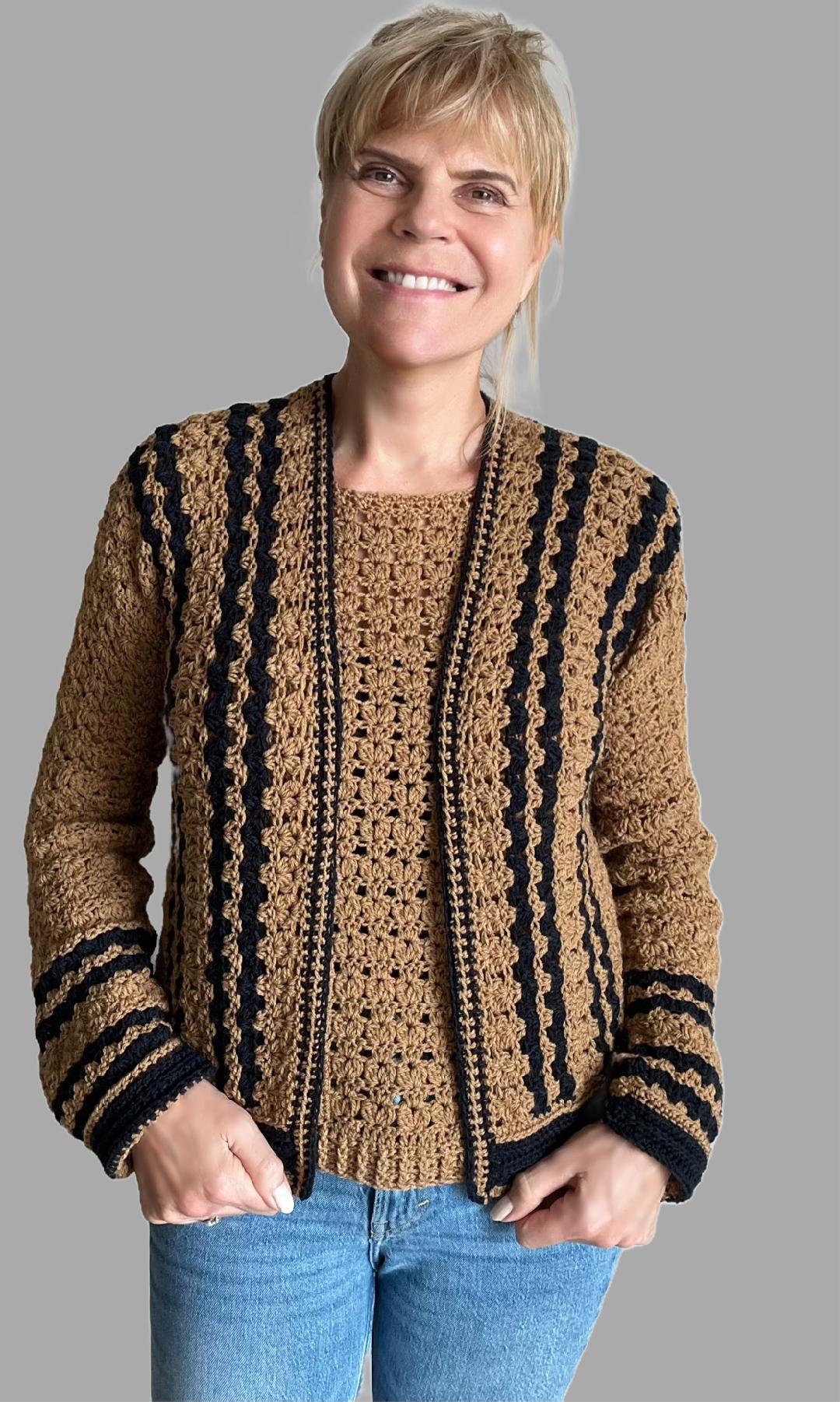 Café Noir Twin Set - Trui & Vest - Nederlands Haakpatroon - digital pdf