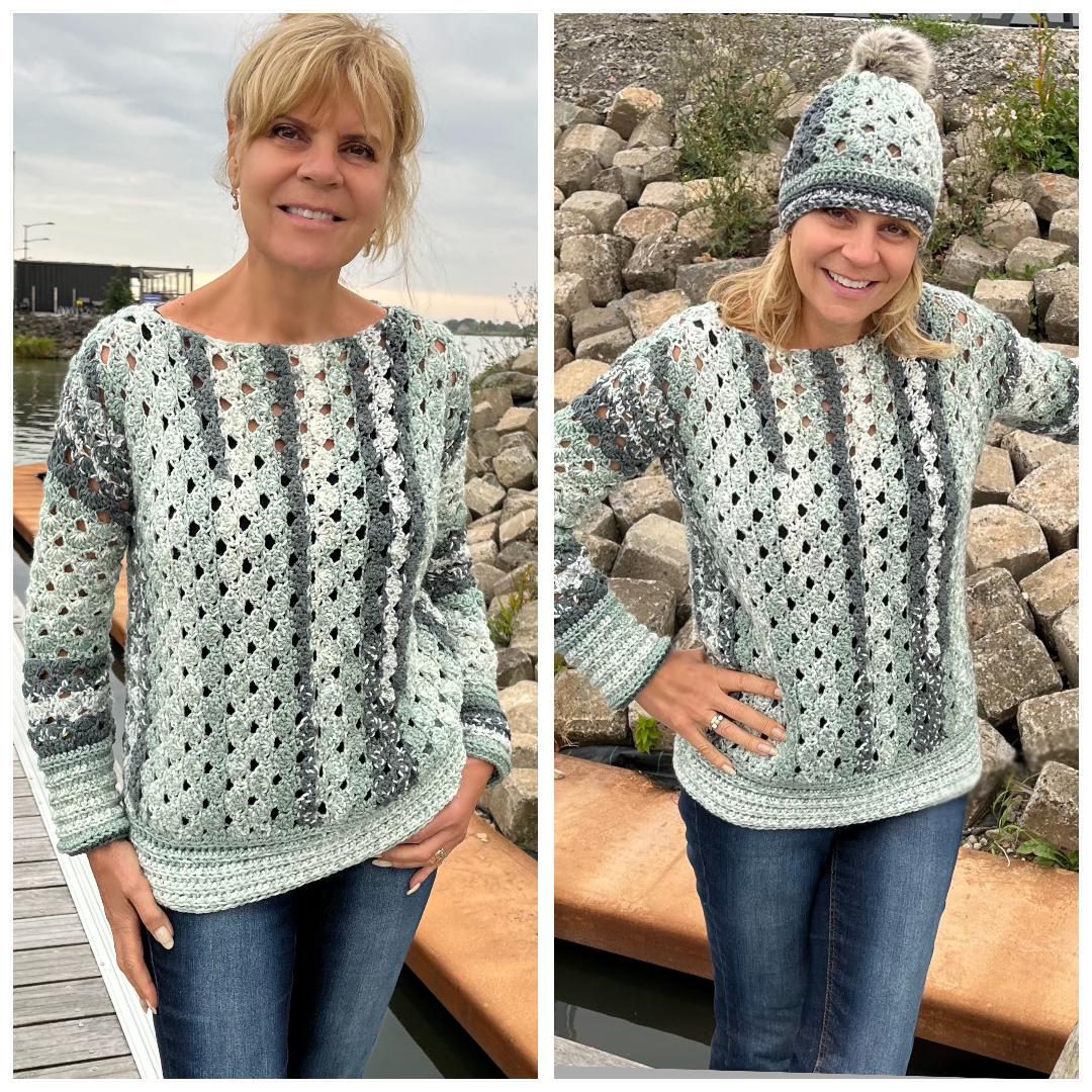 Sage Symphony Sweater (+ bijpassende muts) - Haakpatroon