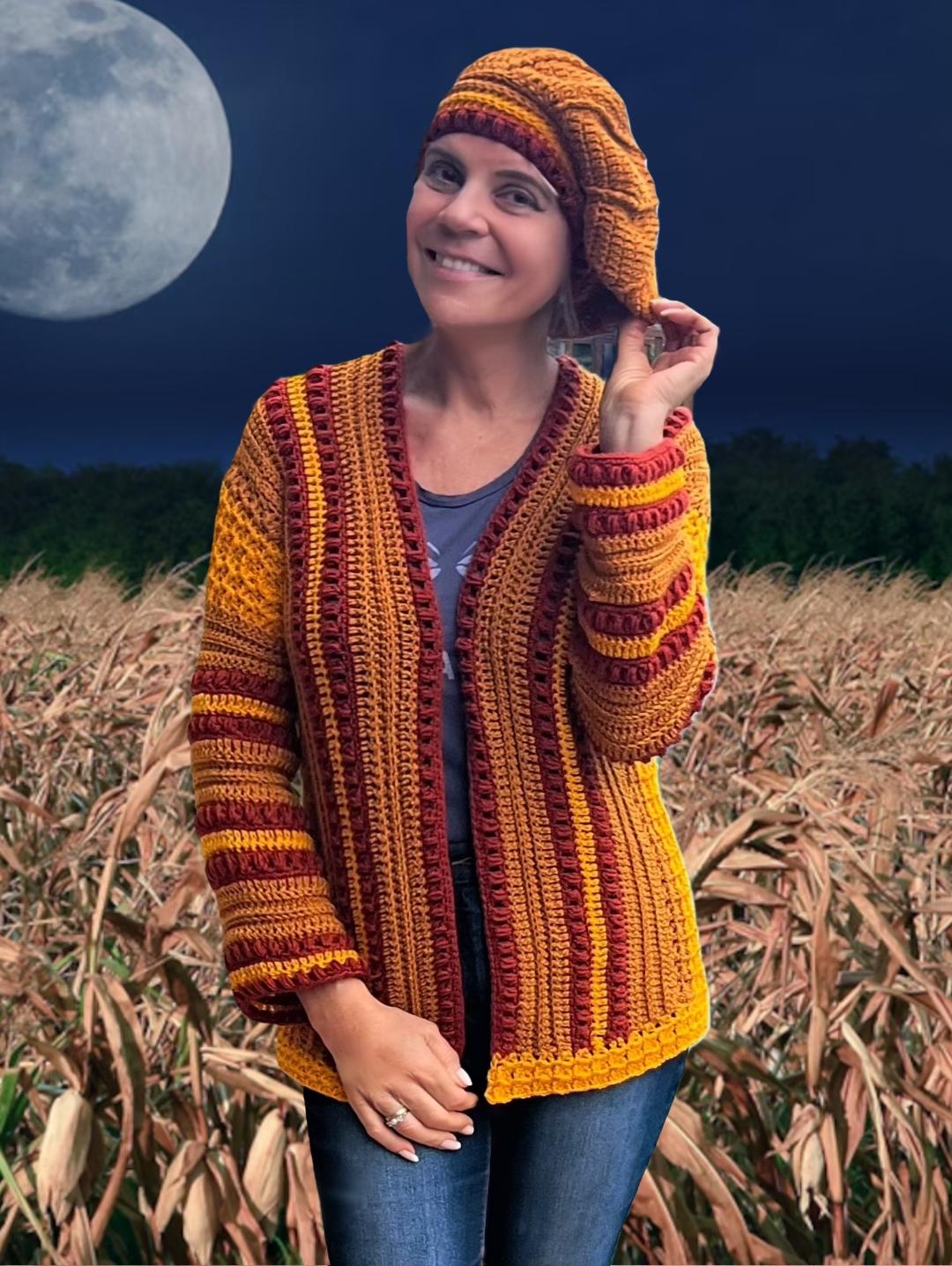 Harvest Moon Vest met Baret - Nederlands haakpatroon - digital pdf.