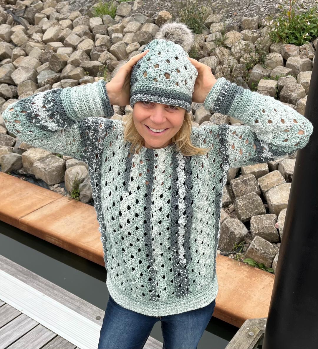 Sage Symphony Sweater (+ bijpassende muts) - Haakpatroon